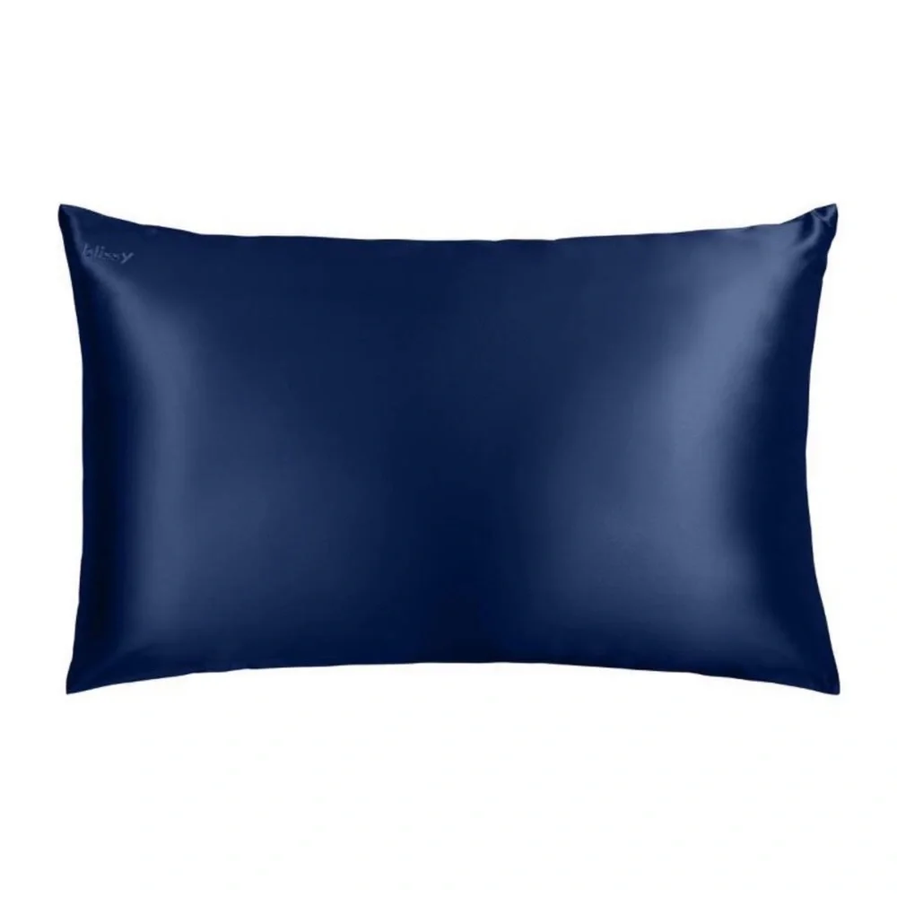 Blissy King Sized 100% Mulberry Silk Pillowcase in Navy Blue - Picture 3 of 11